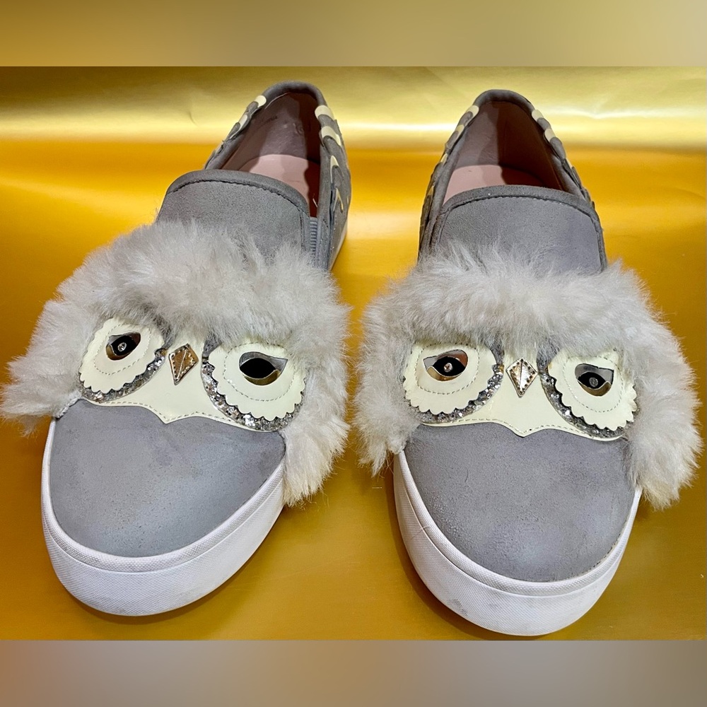 🦉 Kate Spade Lefferts Gray Owl Sneaker Size 6
